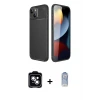 ieg™ iPhone 14 Kılıf Eksen Form Prime - Siyah Joko Magic 5D Cam + PVD Metal Kamera Lens - MI