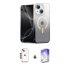 ieg™ iPhone 14 Kılıf Eksen Minimal Özel Seri - Siyah Bilvis 5in1 3D Magic Cam Ekran Koruyucu + Shine Kamera Lens - KI