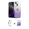 ieg™ iPhone 14 Kılıf Eksen Minimal Özel Seri - Siyah Bilvis 5in1 5D Magic Hayalet Cam Ekran Koruyucu + Shine Kamera Lens - GD