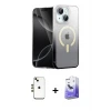 ieg™ iPhone 14 Kılıf Eksen Minimal Özel Seri - Siyah Bilvis 5in1 5D Magic Hayalet Cam Ekran Koruyucu + Shine Kamera Lens - GD