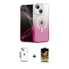 ieg™ iPhone 14 Kılıf Eksen Minimal Özel Seri - Siyah Buffer Cam Ekran Koruyucu + Shine Kamera Lens - MI