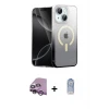 ieg™ iPhone 14 Kılıf Eksen Minimal Özel Seri - Siyah Joko Magic 5D Cam + Raze Metal Kamera Lens - MR