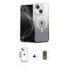 ieg™ iPhone 14 Kılıf Eksen Minimal Özel Seri - Siyah Joko Magic 5D Hayalet Cam + Shine Kamera Lens - GI