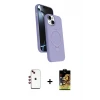 ieg™ iPhone 14 Kılıf İz Işık Koleksiyonu - Siyah Buffer Cam Ekran Koruyucu + Shine Kamera Lens - KI