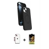 ieg™ iPhone 14 Kılıf İz Işık Koleksiyonu - Siyah Buffer Cam Ekran Koruyucu + Shine Kamera Lens - KI