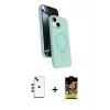 ieg™ iPhone 14 Kılıf İz Işık Koleksiyonu - Siyah Buffer Cam Ekran Koruyucu + Shine Kamera Lens - KI