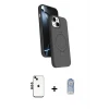 ieg™ iPhone 14 Kılıf İz Işık Koleksiyonu - Siyah Joko Magic 5D Cam + Shine Kamera Lens - SH