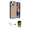 ieg™ iPhone 14 Kılıf Kıvılcım Işık Serisi - Siyah Buffer Cam Ekran Koruyucu + Diamond Kamera Lens - PE