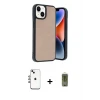 ieg™ iPhone 14 Kılıf Kıvılcım Işık Serisi - Siyah Joko Magic 5D Hayalet Cam + Shine Kamera Lens - GI