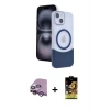 ieg™ iPhone 14 Kılıf Kozmos Form Özel Seri - Siyah Buffer Cam Ekran Koruyucu + Raze Metal Kamera Lens - MR