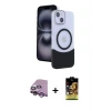 ieg™ iPhone 14 Kılıf Kozmos Form Özel Seri - Siyah Buffer Cam Ekran Koruyucu + Raze Metal Kamera Lens - MR
