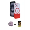ieg™ iPhone 14 Kılıf Kozmos Form Özel Seri - Siyah Buffer Cam Ekran Koruyucu + Raze Metal Kamera Lens - MR