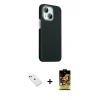 ieg™ iPhone 14 Kılıf Kozmos Klasik Prime - Siyah Buffer Cam Ekran Koruyucu + Diamond Kamera Lens - YL