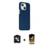 ieg™ iPhone 14 Kılıf Kozmos Klasik Prime - Siyah Buffer Cam Ekran Koruyucu + PVD Metal Kamera Lens - YL