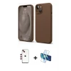 ieg™ iPhone 14 Kılıf Kozmos Yansıma Özel Seri - Siyah 3D Antistatik Cam Ekran Koruyucu + Shine Kamera Lens - KI