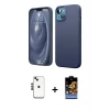 ieg™ iPhone 14 Kılıf Kozmos Yansıma Özel Seri - Siyah Buffer Hayalet Cam Ekran Koruyucu + Shine Kamera Lens - SH
