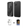 ieg™ iPhone 14 Kılıf Kozmos Yansıma Özel Seri - Siyah Buffer Hayalet Cam Ekran Koruyucu + Shine Kamera Lens - SH