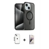 ieg™ iPhone 14 Kılıf Nova Asil Prime - Siyah Bilvis 3D Mat Cam Ekran Koruyucu + Shine Kamera Lens - GI
