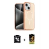 ieg™ iPhone 14 Kılıf Nova Asil Prime - Siyah Buffer Cam Ekran Koruyucu + PVD Metal Kamera Lens - GS
