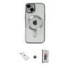 ieg™ iPhone 14 Kılıf Nova Işık Özel Seri - Siyah Bilvis 3D Cam Ekran Koruyucu + Diamond Kamera Lens - PE