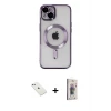 ieg™ iPhone 14 Kılıf Nova Işık Özel Seri - Siyah Bilvis 3D Cam Ekran Koruyucu + Diamond Kamera Lens - PE