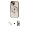 ieg™ iPhone 14 Kılıf Nova Işık Özel Seri - Siyah Bilvis 3D Cam Ekran Koruyucu + Diamond Kamera Lens - PE