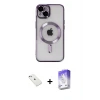 ieg™ iPhone 14 Kılıf Nova Işık Özel Seri - Siyah Bilvis 5in1 3D Magic Cam Ekran Koruyucu + Diamond Kamera Lens - SABE