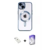 ieg™ iPhone 14 Kılıf Nova Işık Özel Seri - Siyah Bilvis 5in1 3D Magic Cam Ekran Koruyucu + Diamond Kamera Lens - SABE