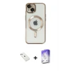 ieg™ iPhone 14 Kılıf Nova Işık Özel Seri - Siyah Bilvis 5in1 3D Magic Cam Ekran Koruyucu + Diamond Kamera Lens - SABE
