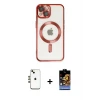 ieg™ iPhone 14 Kılıf Nova Işık Özel Seri - Siyah Buffer Hayalet Cam Ekran Koruyucu + Shine Kamera Lens - GD