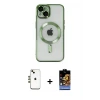 ieg™ iPhone 14 Kılıf Nova Işık Özel Seri - Siyah Buffer Hayalet Cam Ekran Koruyucu + Shine Kamera Lens - GD