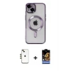 ieg™ iPhone 14 Kılıf Nova Işık Özel Seri - Siyah Buffer Hayalet Cam Ekran Koruyucu + Shine Kamera Lens - GD