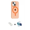 ieg™ iPhone 14 Kılıf Pusula Form Özel Seri - Siyah 3D Antistatik Cam Ekran Koruyucu + Diamond Kamera Lens - SABE