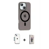 ieg™ iPhone 14 Kılıf Pusula Form Özel Seri - Siyah Bilvis 3D Cam Ekran Koruyucu + Shine Kamera Lens - MI