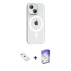 ieg™ iPhone 14 Kılıf Pusula Form Özel Seri - Siyah Bilvis 5in1 3D Magic Cam Ekran Koruyucu + Diamond Kamera Lens - SABE