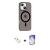 ieg™ iPhone 14 Kılıf Pusula Form Özel Seri - Siyah Bilvis 5in1 3D Magic Cam Ekran Koruyucu + Diamond Kamera Lens - SABE