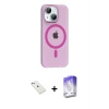 ieg™ iPhone 14 Kılıf Pusula Form Özel Seri - Siyah Bilvis 5in1 3D Magic Cam Ekran Koruyucu + Diamond Kamera Lens - SABE