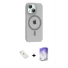 ieg™ iPhone 14 Kılıf Pusula Form Özel Seri - Siyah Bilvis 5in1 3D Magic Cam Ekran Koruyucu + Diamond Kamera Lens - SABE