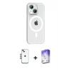 ieg™ iPhone 14 Kılıf Pusula Form Özel Seri - Siyah Bilvis 5in1 3D Magic Cam Ekran Koruyucu + Shine Kamera Lens - MI