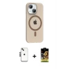 ieg™ iPhone 14 Kılıf Pusula Form Özel Seri - Siyah Buffer Cam Ekran Koruyucu + Shine Kamera Lens - SH