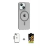 ieg™ iPhone 14 Kılıf Pusula Form Özel Seri - Siyah Buffer Cam Ekran Koruyucu + Shine Kamera Lens - SH