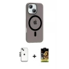 ieg™ iPhone 14 Kılıf Pusula Form Özel Seri - Siyah Buffer Cam Ekran Koruyucu + Shine Kamera Lens - SH