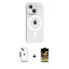 ieg™ iPhone 14 Kılıf Pusula Form Özel Seri - Siyah Buffer Cam Ekran Koruyucu + Shine Kamera Lens - SH