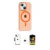 ieg™ iPhone 14 Kılıf Pusula Form Özel Seri - Siyah Buffer Cam Ekran Koruyucu + Shine Kamera Lens - SH