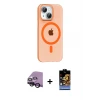 ieg™ iPhone 14 Kılıf Pusula Form Özel Seri - Siyah Buffer Hayalet Cam Ekran Koruyucu + Raze Metal Kamera Lens - SH