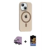 ieg™ iPhone 14 Kılıf Pusula Form Özel Seri - Siyah Buffer Hayalet Cam Ekran Koruyucu + Raze Metal Kamera Lens - SH