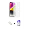 ieg™ iPhone 14 Kılıf Siluet Minimal Prime - Siyah Bilvis 5in1 3D Magic Cam Ekran Koruyucu + Diamond Kamera Lens - SABE