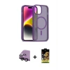 ieg™ iPhone 14 Kılıf Siluet Minimal Prime - Siyah Buffer Cam Ekran Koruyucu + Raze Metal Kamera Lens - SH