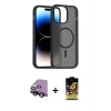 ieg™ iPhone 14 Kılıf Siluet Minimal Prime - Siyah Buffer Cam Ekran Koruyucu + Raze Metal Kamera Lens - SH