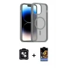 ieg™ iPhone 14 Kılıf Siluet Minimal Prime - Siyah Buffer Hayalet Cam Ekran Koruyucu + PVD Metal Kamera Lens - YL